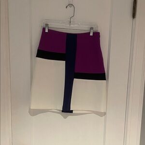 Kenar Purple, Navy Blue, and White Mini Skirt